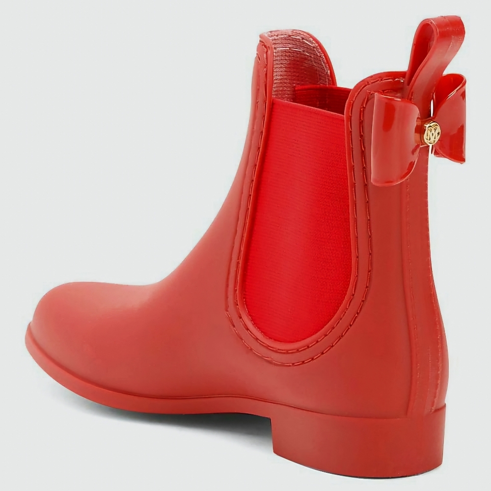 Catherine Malandrino Briellie Bow Chelsea Rain Boots Red Booties Size 39 Eur - Picture 9 of 13